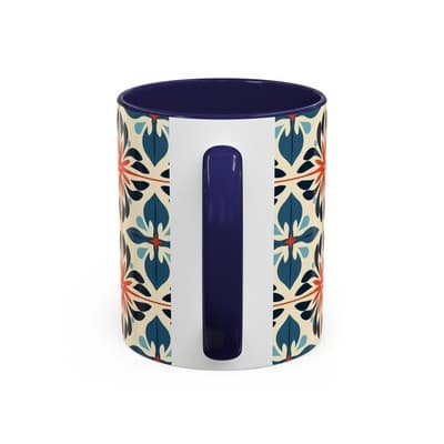 Boho Tile Coffee Mug 11oz 15oz | Floral Ceramic Cup | Gift for Stylish Homes - Thumbnail 4