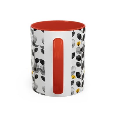 Black & White Floral Mug 11oz 15oz | Modern Botanical Cup | Gift for Her Home - Thumbnail 4