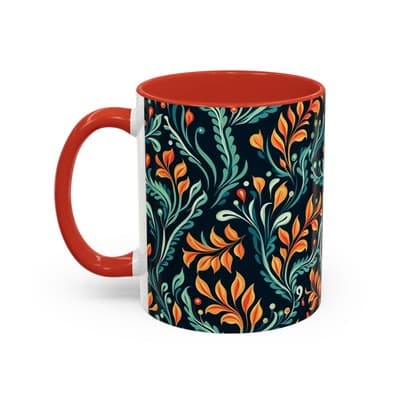 Bold Botanical Coffee Mug 11oz 15oz | Colorful Nature Cup | Artistic Gift Idea - Thumbnail 3