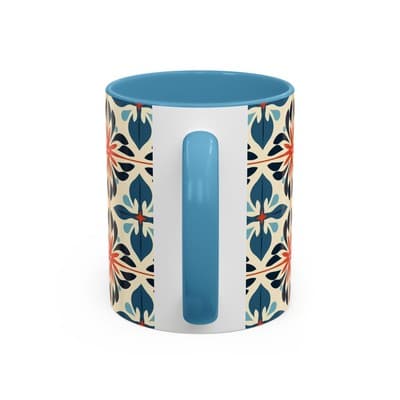 Boho Tile Coffee Mug 11oz 15oz | Floral Ceramic Cup | Gift for Stylish Homes - Thumbnail 4