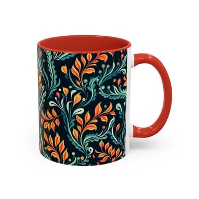 Bold Botanical Coffee Mug 11oz 15oz | Colorful Nature Cup | Artistic Gift Idea - Thumbnail 2