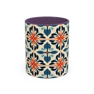 Boho Tile Coffee Mug 11oz 15oz | Floral Ceramic Cup | Gift for Stylish Homes