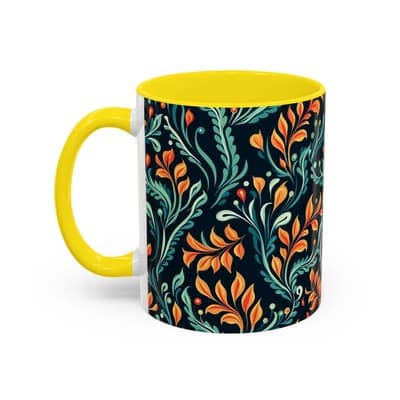 Bold Botanical Coffee Mug 11oz 15oz | Colorful Nature Cup | Artistic Gift Idea - Thumbnail 3