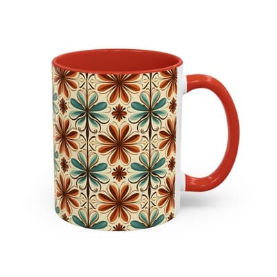 Boho Retro Floral Mug 11oz 15oz | Vintage Coffee Cup | Fun Colorful Kitchen Gift - Thumbnail 2
