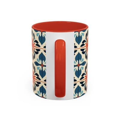 Boho Tile Coffee Mug 11oz 15oz | Floral Ceramic Cup | Gift for Stylish Homes - Thumbnail 4