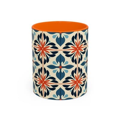 Boho Tile Coffee Mug 11oz 15oz | Floral Ceramic Cup | Gift for Stylish Homes