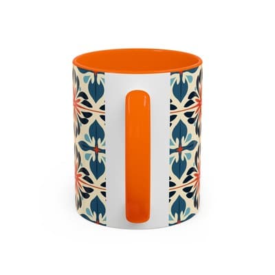 Boho Tile Coffee Mug 11oz 15oz | Floral Ceramic Cup | Gift for Stylish Homes - Thumbnail 4