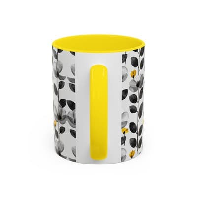 Black & White Floral Mug 11oz 15oz | Modern Botanical Cup | Gift for Her Home - Thumbnail 4