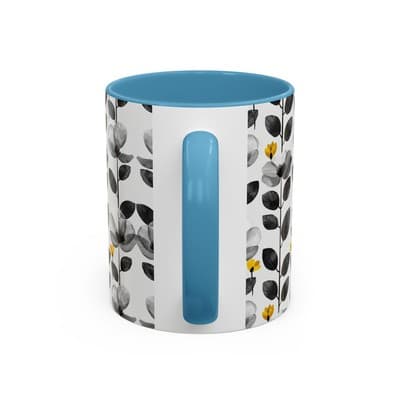 Black & White Floral Mug 11oz 15oz | Modern Botanical Cup | Gift for Her Home - Thumbnail 4