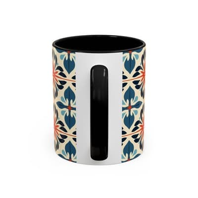 Boho Tile Coffee Mug 11oz 15oz | Floral Ceramic Cup | Gift for Stylish Homes - Thumbnail 4
