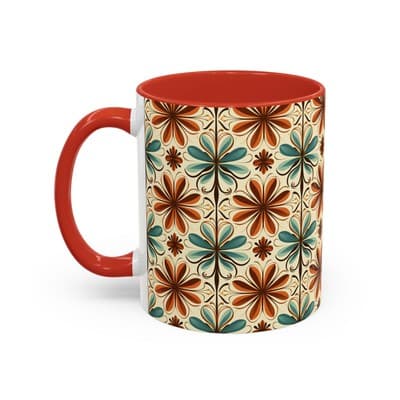 Boho Retro Floral Mug 11oz 15oz | Vintage Coffee Cup | Fun Colorful Kitchen Gift - Thumbnail 3