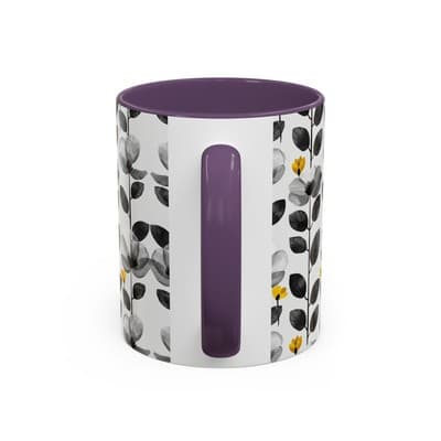 Black & White Floral Mug 11oz 15oz | Modern Botanical Cup | Gift for Her Home - Thumbnail 4