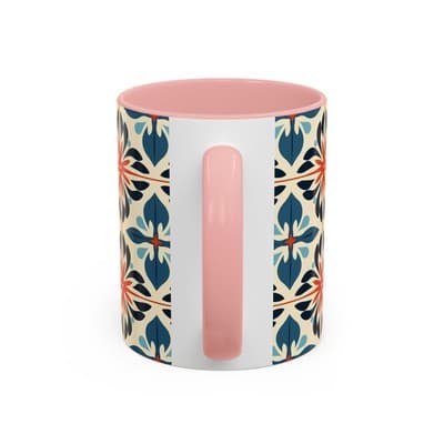 Boho Tile Coffee Mug 11oz 15oz | Floral Ceramic Cup | Gift for Stylish Homes - Thumbnail 4