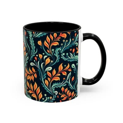 Bold Botanical Coffee Mug 11oz 15oz | Colorful Nature Cup | Artistic Gift Idea - Thumbnail 2