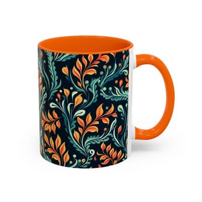 Bold Botanical Coffee Mug 11oz 15oz | Colorful Nature Cup | Artistic Gift Idea - Thumbnail 2