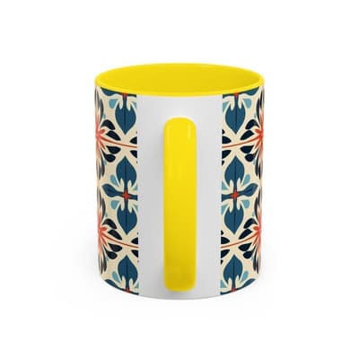 Boho Tile Coffee Mug 11oz 15oz | Floral Ceramic Cup | Gift for Stylish Homes - Thumbnail 4