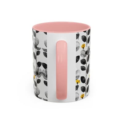 Black & White Floral Mug 11oz 15oz | Modern Botanical Cup | Gift for Her Home - Thumbnail 4