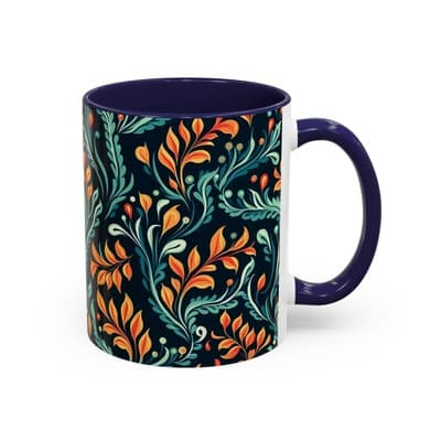 Bold Botanical Coffee Mug 11oz 15oz | Colorful Nature Cup | Artistic Gift Idea - Thumbnail 2