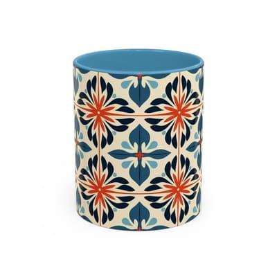 Boho Tile Coffee Mug 11oz 15oz | Floral Ceramic Cup | Gift for Stylish Homes