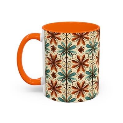 Boho Retro Floral Mug 11oz 15oz | Vintage Coffee Cup | Fun Colorful Kitchen Gift - Thumbnail 3
