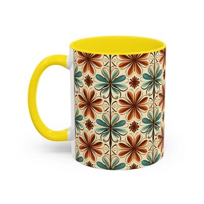 Boho Retro Floral Mug 11oz 15oz | Vintage Coffee Cup | Fun Colorful Kitchen Gift - Thumbnail 3