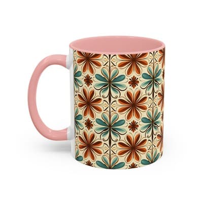 Boho Retro Floral Mug 11oz 15oz | Vintage Coffee Cup | Fun Colorful Kitchen Gift - Thumbnail 3