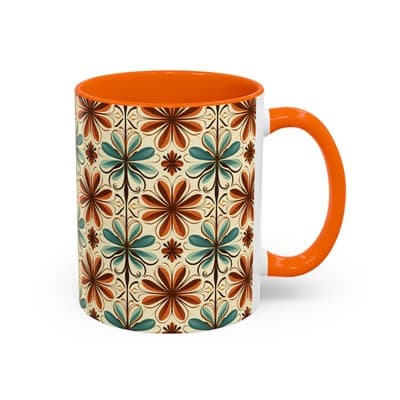 Boho Retro Floral Mug 11oz 15oz | Vintage Coffee Cup | Fun Colorful Kitchen Gift - Thumbnail 2
