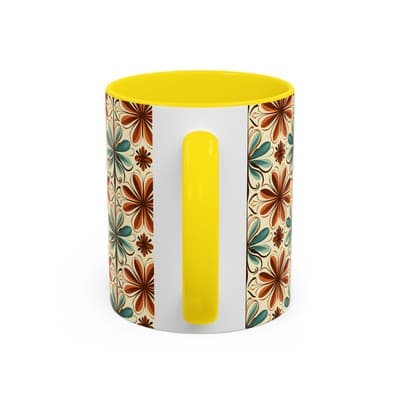 Boho Retro Floral Mug 11oz 15oz | Vintage Coffee Cup | Fun Colorful Kitchen Gift - Thumbnail 4