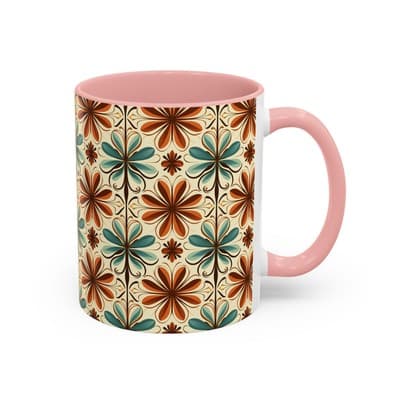 Boho Retro Floral Mug 11oz 15oz | Vintage Coffee Cup | Fun Colorful Kitchen Gift - Thumbnail 2