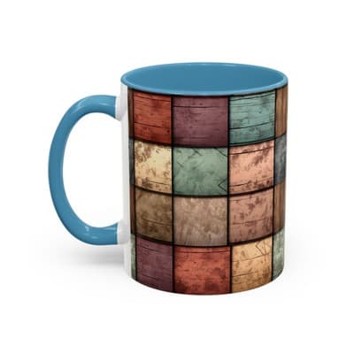 Rustic Patchwork Coffee Mug 11oz 15oz | Vintage Home Gift | Cozy Country Cup - Thumbnail 3