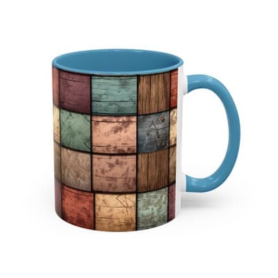 Rustic Patchwork Coffee Mug 11oz 15oz | Vintage Home Gift | Cozy Country Cup - Thumbnail 2