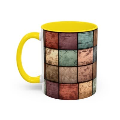 Rustic Patchwork Coffee Mug 11oz 15oz | Vintage Home Gift | Cozy Country Cup - Thumbnail 3