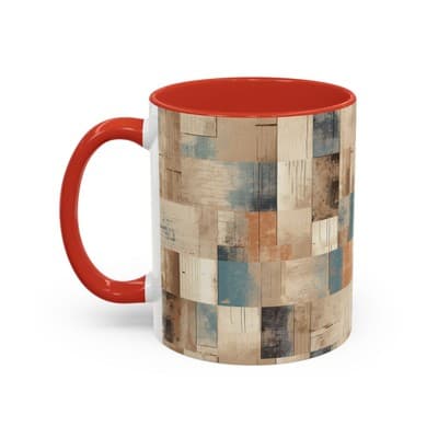 Modern Rustic Coffee Mug 11oz 15oz | Earth Tone Art Cup | Cozy Minimalist Gift - Thumbnail 3