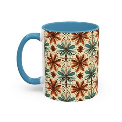 Boho Retro Floral Mug 11oz 15oz | Vintage Coffee Cup | Fun Colorful Kitchen Gift - Thumbnail 3