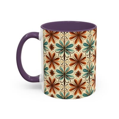 Boho Retro Floral Mug 11oz 15oz | Vintage Coffee Cup | Fun Colorful Kitchen Gift - Thumbnail 3