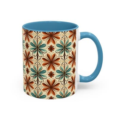 Boho Retro Floral Mug 11oz 15oz | Vintage Coffee Cup | Fun Colorful Kitchen Gift - Thumbnail 2