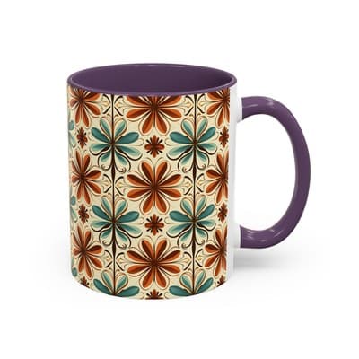 Boho Retro Floral Mug 11oz 15oz | Vintage Coffee Cup | Fun Colorful Kitchen Gift - Thumbnail 2