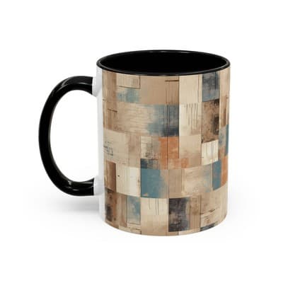 Modern Rustic Coffee Mug 11oz 15oz | Earth Tone Art Cup | Cozy Minimalist Gift - Thumbnail 3