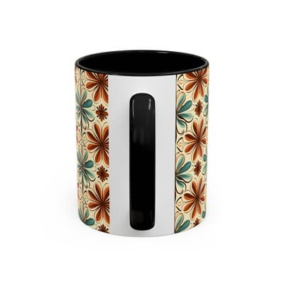 Boho Retro Floral Mug 11oz 15oz | Vintage Coffee Cup | Fun Colorful Kitchen Gift - Thumbnail 4