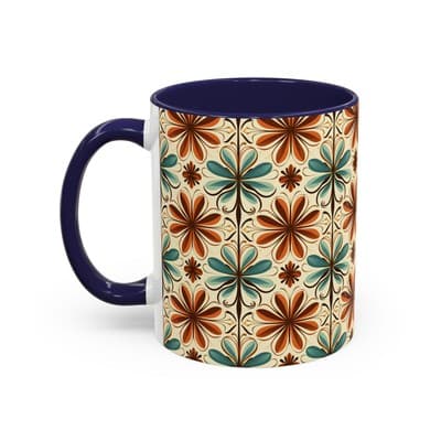 Boho Retro Floral Mug 11oz 15oz | Vintage Coffee Cup | Fun Colorful Kitchen Gift - Thumbnail 3