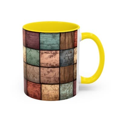 Rustic Patchwork Coffee Mug 11oz 15oz | Vintage Home Gift | Cozy Country Cup - Thumbnail 2