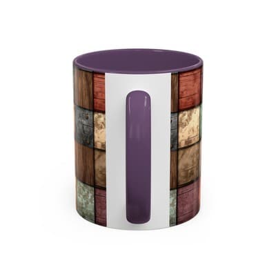 Rustic Patchwork Coffee Mug 11oz 15oz | Vintage Home Gift | Cozy Country Cup - Thumbnail 4