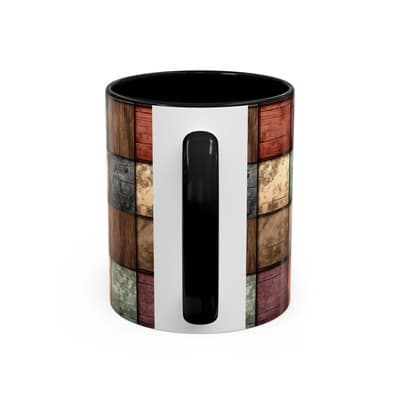 Rustic Patchwork Coffee Mug 11oz 15oz | Vintage Home Gift | Cozy Country Cup - Thumbnail 4