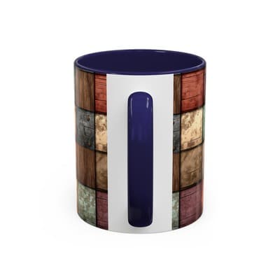 Rustic Patchwork Coffee Mug 11oz 15oz | Vintage Home Gift | Cozy Country Cup - Thumbnail 4