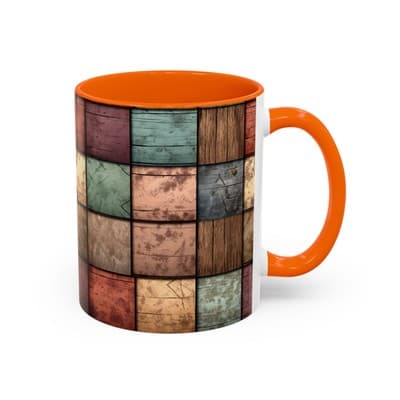 Rustic Patchwork Coffee Mug 11oz 15oz | Vintage Home Gift | Cozy Country Cup - Thumbnail 2