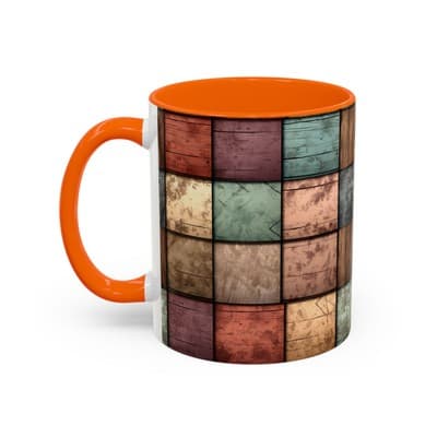 Rustic Patchwork Coffee Mug 11oz 15oz | Vintage Home Gift | Cozy Country Cup - Thumbnail 3