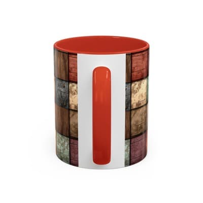 Rustic Patchwork Coffee Mug 11oz 15oz | Vintage Home Gift | Cozy Country Cup - Thumbnail 4