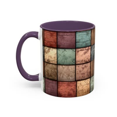 Rustic Patchwork Coffee Mug 11oz 15oz | Vintage Home Gift | Cozy Country Cup - Thumbnail 3
