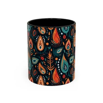 Folk Art Coffee Mug 11oz 15oz | Boho Pattern Cup | Earthy Gift for Soulful Women