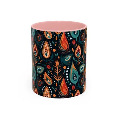 Folk Art Coffee Mug 11oz 15oz | Boho Pattern Cup | Earthy Gift for Soulful Women